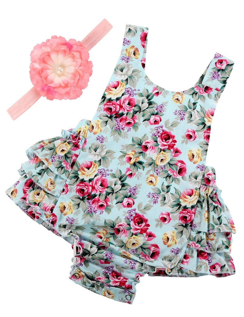 PrinceSasa Baby Girls Floral Ruffles Romper Summer Clothes9E05B06 monthsSize S