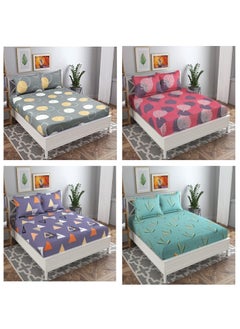 VAS COLLECTIONS Vas Collections Prime Collection Combo Pack of 4 Double Bedsheet with 8 Pillow Covers 160 Tc Soft Long Lasting 225X228 Cm Or 75X75 FtGreyPink Green Microfiber  - Image 1