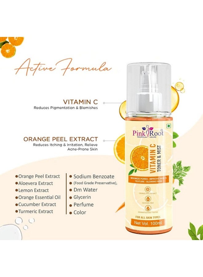 Pink Root Vitamin C Skin Mist Toner 100ml With Lemon Essential Oil, Orange Essential Oil & Aloe Vera Extracts - for All Skin Types - No Parabens, Silicones, Mineral Oil & Sulphates - Image 3