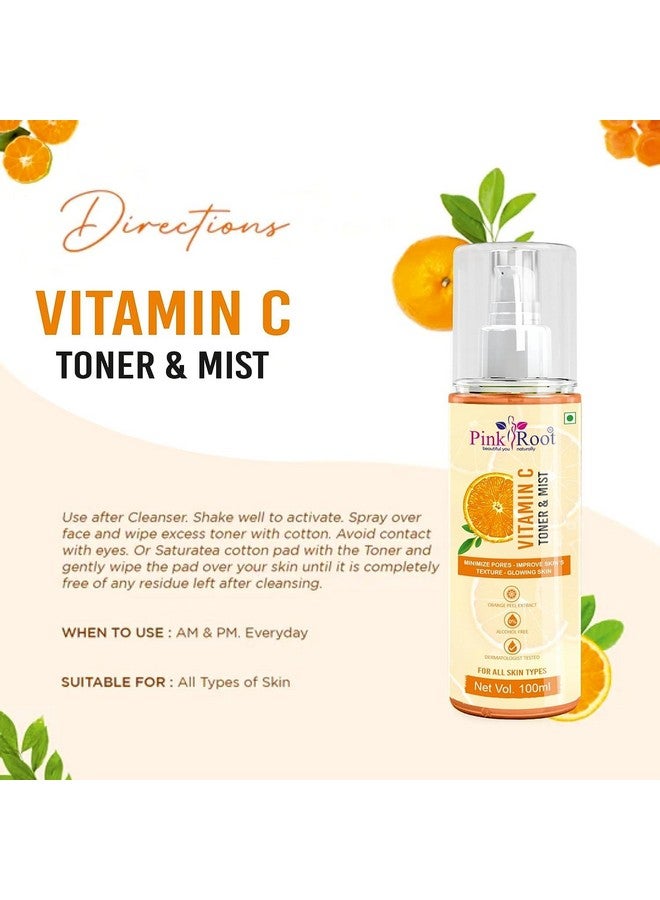 Pink Root Vitamin C Skin Mist Toner 100ml With Lemon Essential Oil, Orange Essential Oil & Aloe Vera Extracts - for All Skin Types - No Parabens, Silicones, Mineral Oil & Sulphates - Image 2