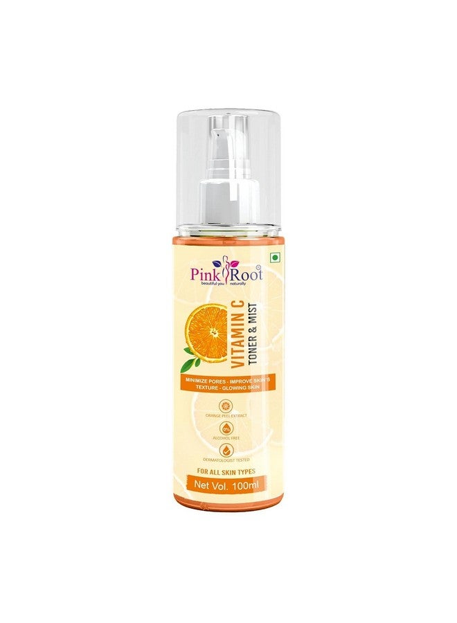 Pink Root Vitamin C Skin Mist Toner 100ml With Lemon Essential Oil, Orange Essential Oil & Aloe Vera Extracts - for All Skin Types - No Parabens, Silicones, Mineral Oil & Sulphates - Image 1