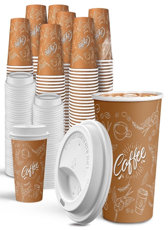 JOYEUX 100 Pack -12 oz Disposable Coffee Cups with Lids, Thickened Coffee Paper Cups -To Go Hot Cups for Party, Beverages, Tea, Hot Chocolate,Water, Juice - Image 1