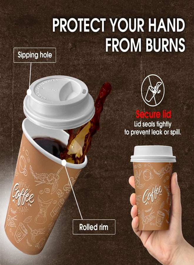 JOYEUX 100 Pack -12 oz Disposable Coffee Cups with Lids, Thickened Coffee Paper Cups -To Go Hot Cups for Party, Beverages, Tea, Hot Chocolate,Water, Juice - Image 4