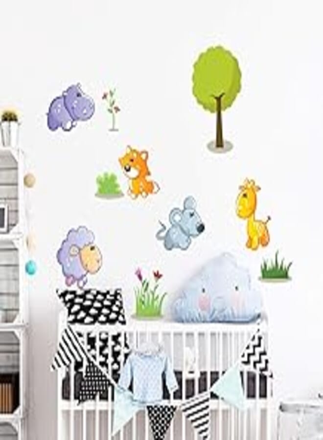 Decorative kids room sticker - Joyful animals (60x120cm)