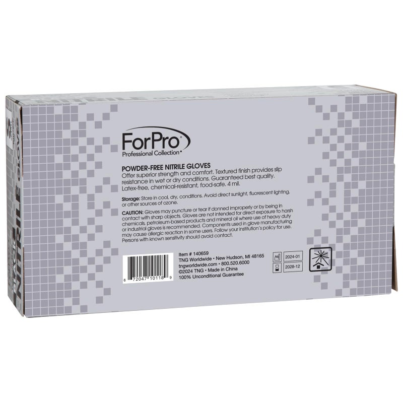 ForPro Professional Collection Disposable Nitrile Gloves, Chemical Resistant, Powder-Free, Latex-Free, Non-Sterile, Food Safe, 4 Mil, Black, Small, 100-Count - Image 3