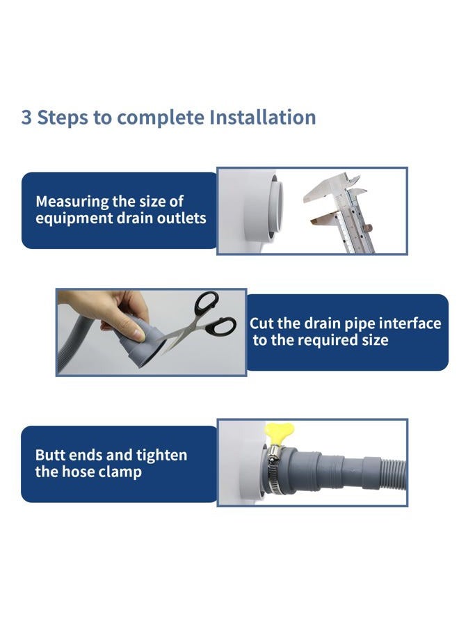 Anchira 3.2 FT Washing Machine Drain Hose, Flexible Dishwasher Drain Hose Extension Kit, Universal Washer Drain Hose, Corrugated Washer Hose with 1 Adapter, 2 Hose Clamps, 1 U-Bend Hose Holder - Image 5
