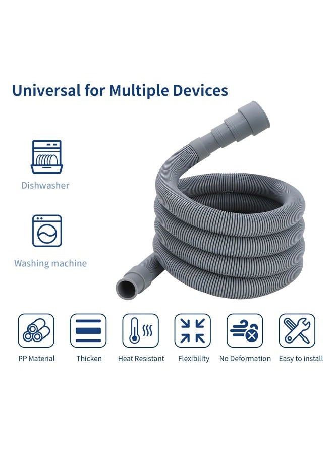 Anchira 3.2 FT Washing Machine Drain Hose, Flexible Dishwasher Drain Hose Extension Kit, Universal Washer Drain Hose, Corrugated Washer Hose with 1 Adapter, 2 Hose Clamps, 1 U-Bend Hose Holder - Image 2