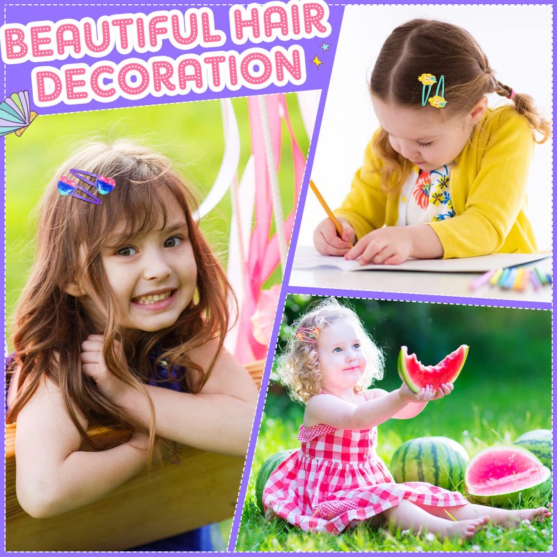 Hanaive 24 Pcs Rainbow Unicorn Clips Metal Clips Butterfly Snap Barrettes Cute Mermaid Hair Pins Sparkly Animal Hair Accessories for Toddlers Little Girls Birthday Party Gifts(Mermaid Pattern) - Image 4