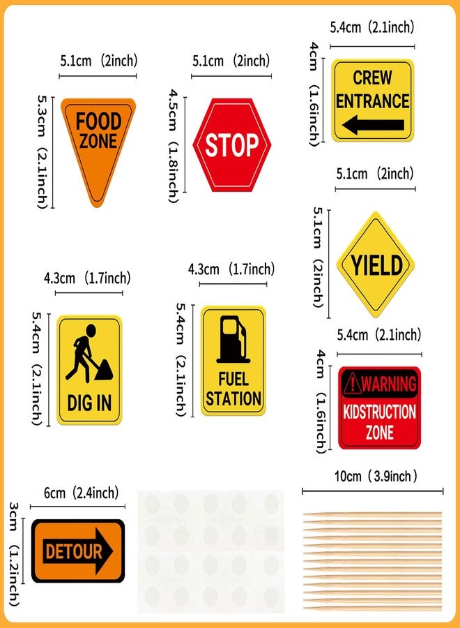 Ercadio 32 Pcs Construction Party Signs Cupcake Toppers Picks Traffic Zone Birthday Signs for Construction Theme Cake Decor Kids Boy Birthday Baby Shower Construction Party Decoration Supplies - Image 2