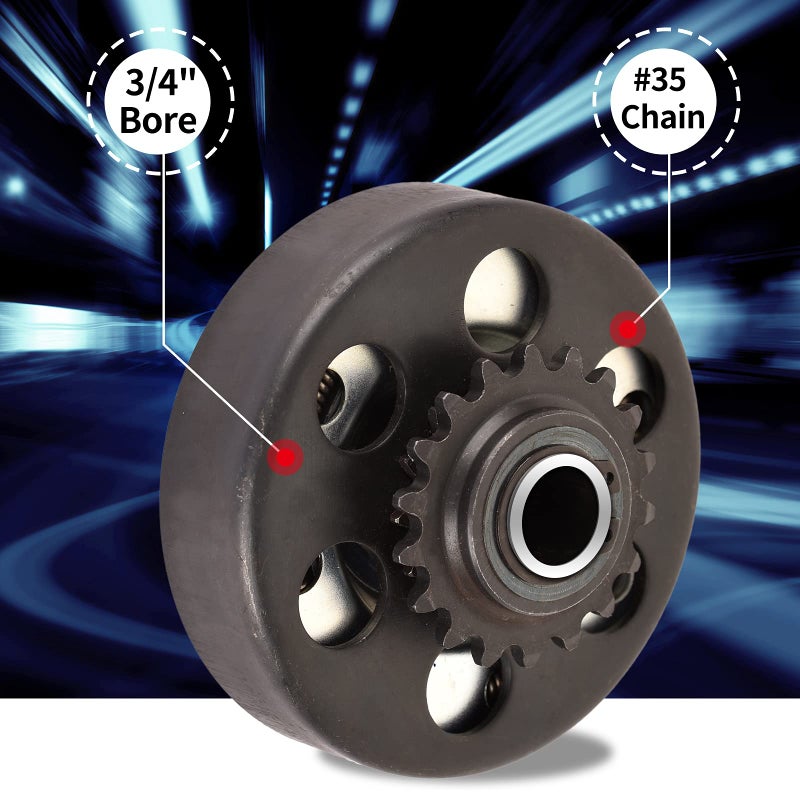 Carkio Go Kart Centrifugal Clutch 18 Tooth 3/4"" Bore #35 Chain 20mm Hole Compatible with Mini Bike and Go Kart Racing - Image 3