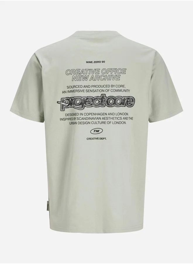 جاك اند جونز Slogan Print Crew Neck T-Shirt