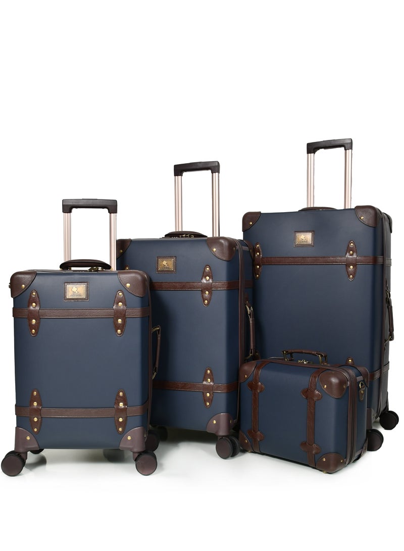 مورانو طقم شنط سفر كلاسيك جلد من مورانو أربع قطع لون كحلي مقاسات 28''-24''-20''-14'' إنش - Image 1