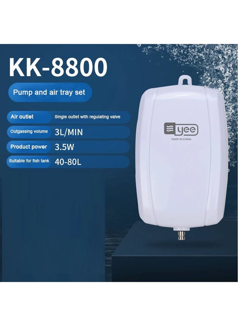 YEE Silent Aquarium Air Pump, Single Outlet, 3.5W, 3L/Min, Suitable for Fish Tank 40-80L (YKK-8800) - Image 1