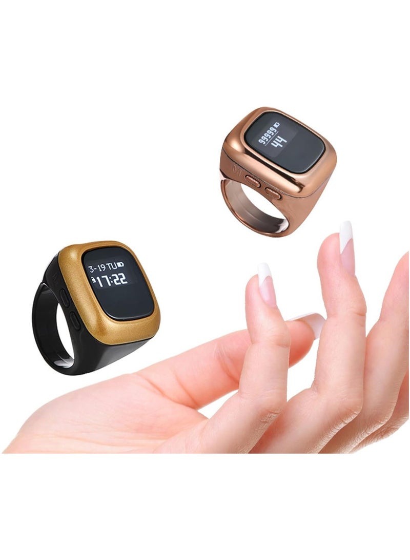 الفاتحة شاشة OLED Zikr Ring Flex Lite مقاس قياسي حلقة ذكية لعد التسبيح مع اتصال بلوتوث لـ 5 تذكيرات يومية للصلاة - 20 مم باللون الأسود - Image 5