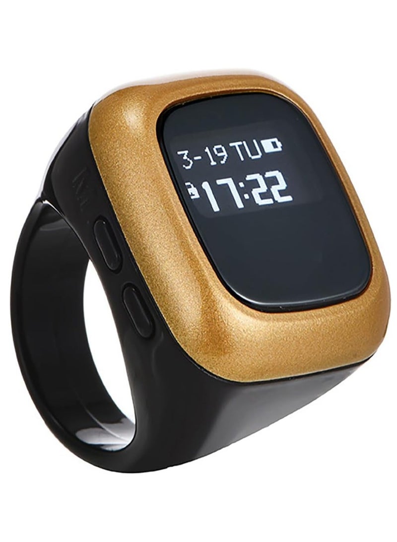 الفاتحة شاشة OLED Zikr Ring Flex Lite مقاس قياسي حلقة ذكية لعد التسبيح مع اتصال بلوتوث لـ 5 تذكيرات يومية للصلاة - 20 مم باللون الأسود - Image 2
