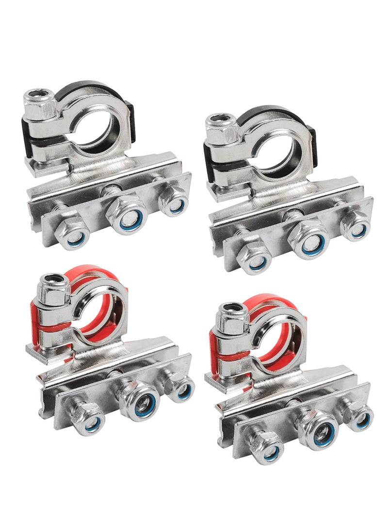 Generic - Car Battery Terminals Connectors, 4 Pcs Battery Clamps 12V 3-Way Battery Terminals, Quick Release Leisure Battery Connectors for Car, Caravan, Motorhome Battery Terminal - Image 1