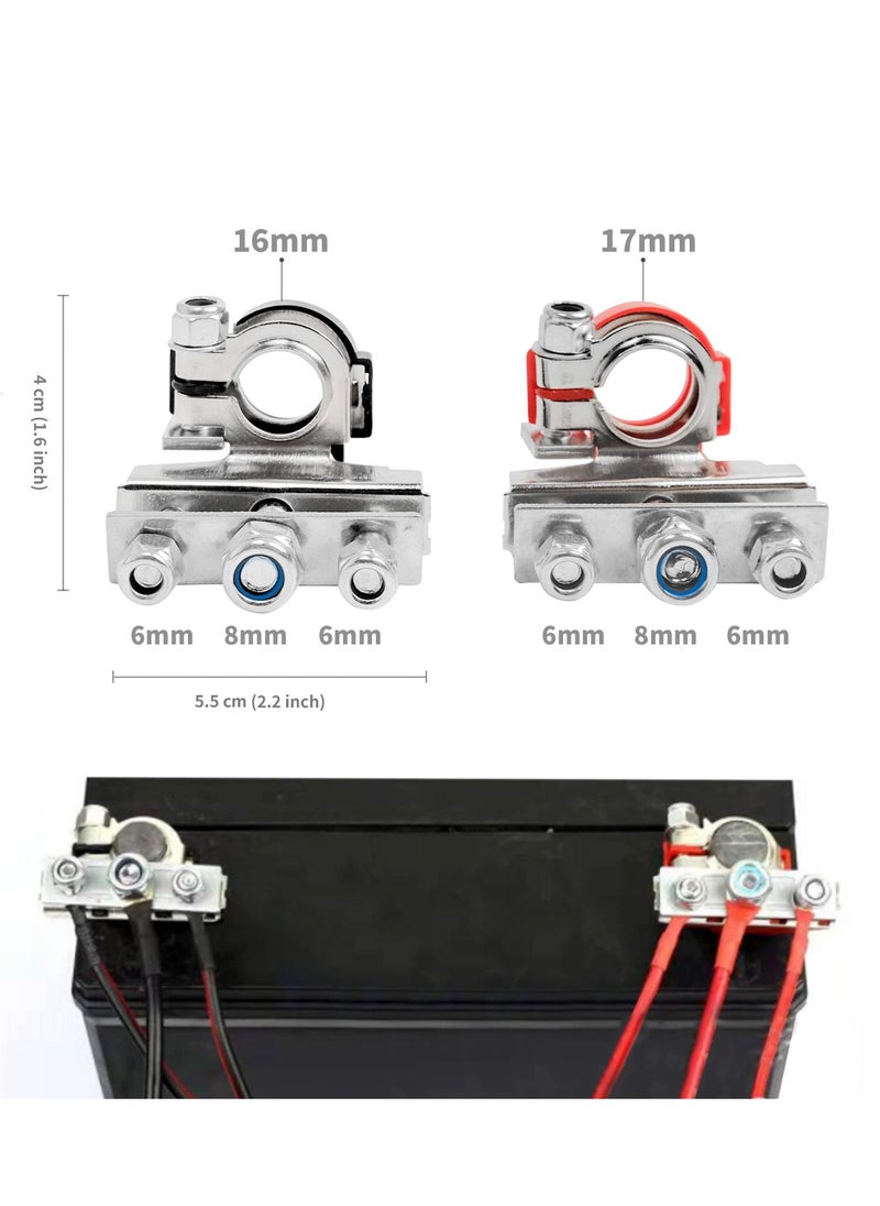 Generic - Car Battery Terminals Connectors, 4 Pcs Battery Clamps 12V 3-Way Battery Terminals, Quick Release Leisure Battery Connectors for Car, Caravan, Motorhome Battery Terminal - Image 1