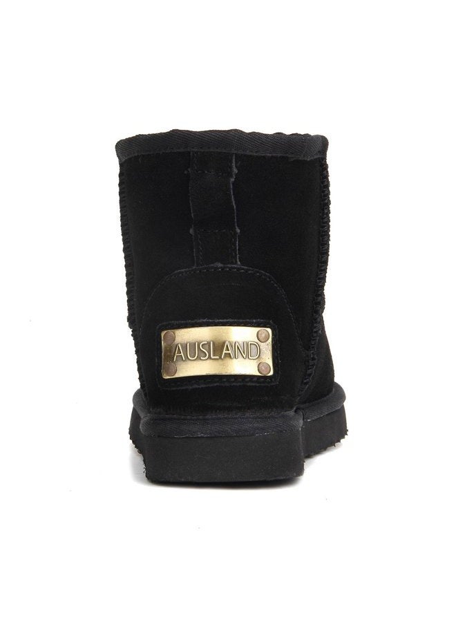 AUSLAND Women's Classic Short Cowhide Leather Snow Boot, Black, 8.5 US/39 EUR - Image 4