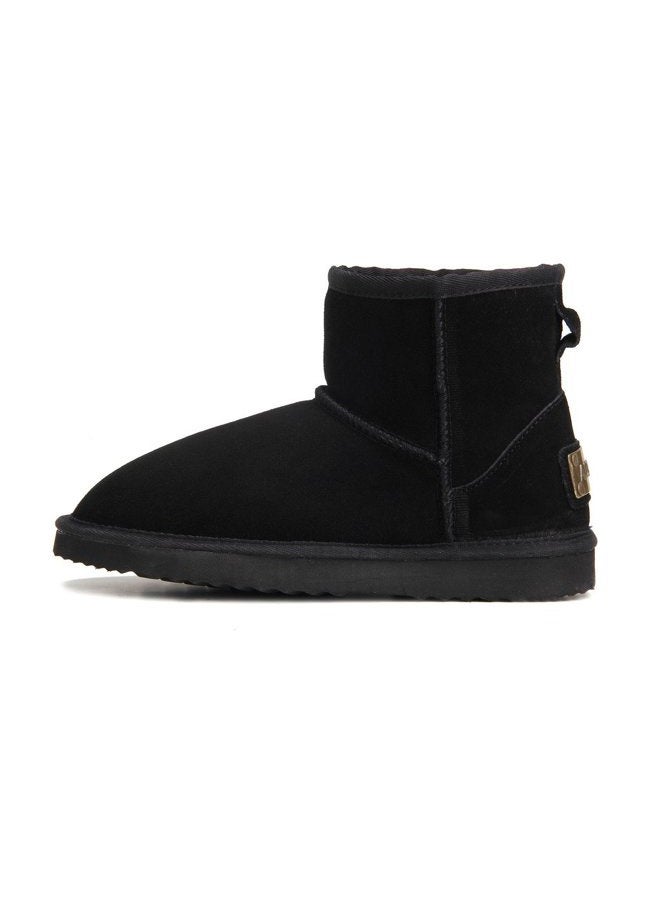 AUSLAND Women's Classic Short Cowhide Leather Snow Boot, Black, 8.5 US/39 EUR - Image 2