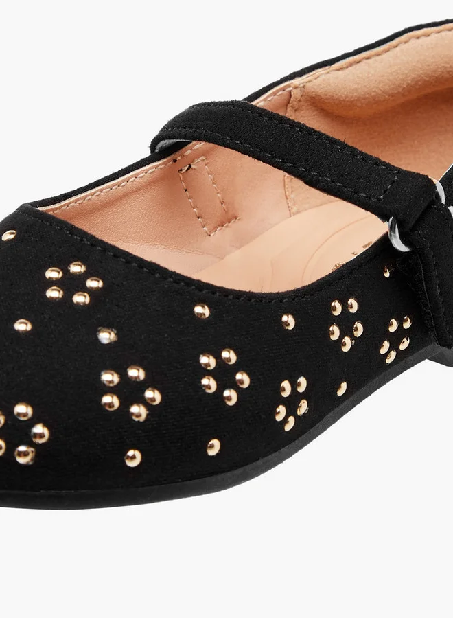 JUNIORS Embellished Ballerina Shoes with Hook and Loop Closure