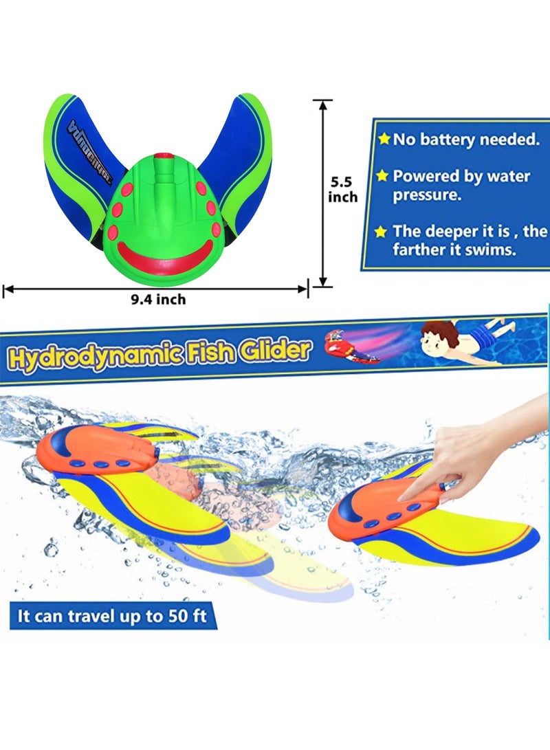 Stingray Glider Underwater Pool Toy with Adjustable Fins Travel Up to 50 Feet for Swimming Diving Beach and Pool Toys Fun Water Games for Kids and Adults (Green) - Image 5