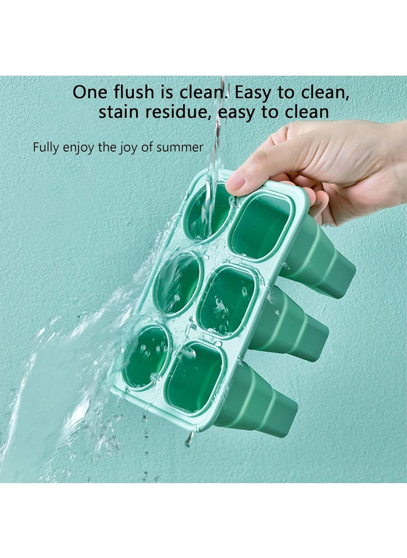 Generic Silicone Ice Pop Molds, Collapsible Popsicles Molds Ice Cream Make Tool, Easy Release Ice Cream Mold Food Grade Reusable Popsicle Molds with Drip-Guards (Mint Green)  - Image 5
