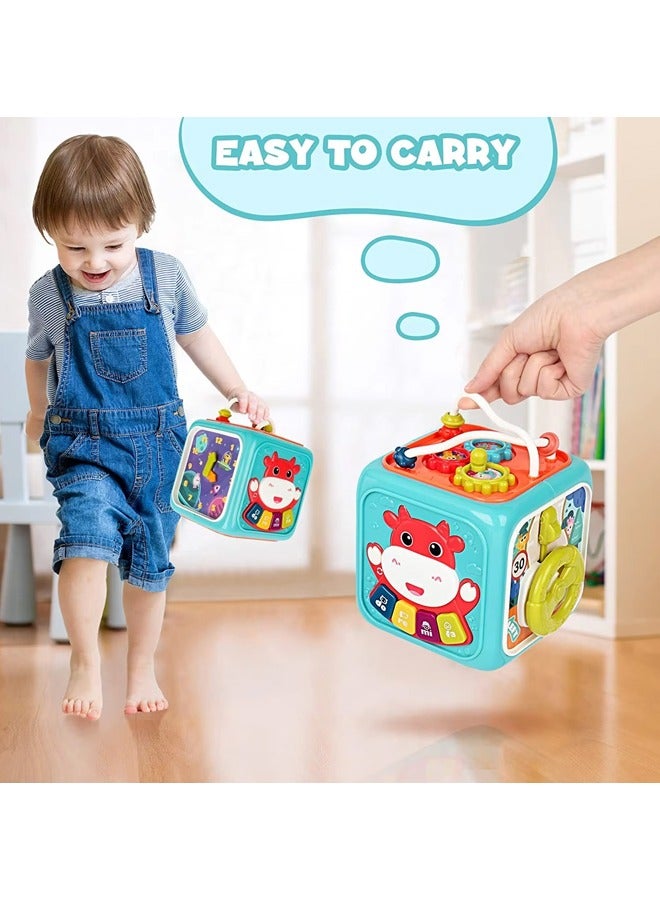 Baby Early Education Toy Baby Sensory Montessori Toys Multifunctional Intelligent Children's Early Education Toy 6 in 1 Cube Activity Center Toys for Toddlers With Lights Music and Clock Babies Lear - Image 4