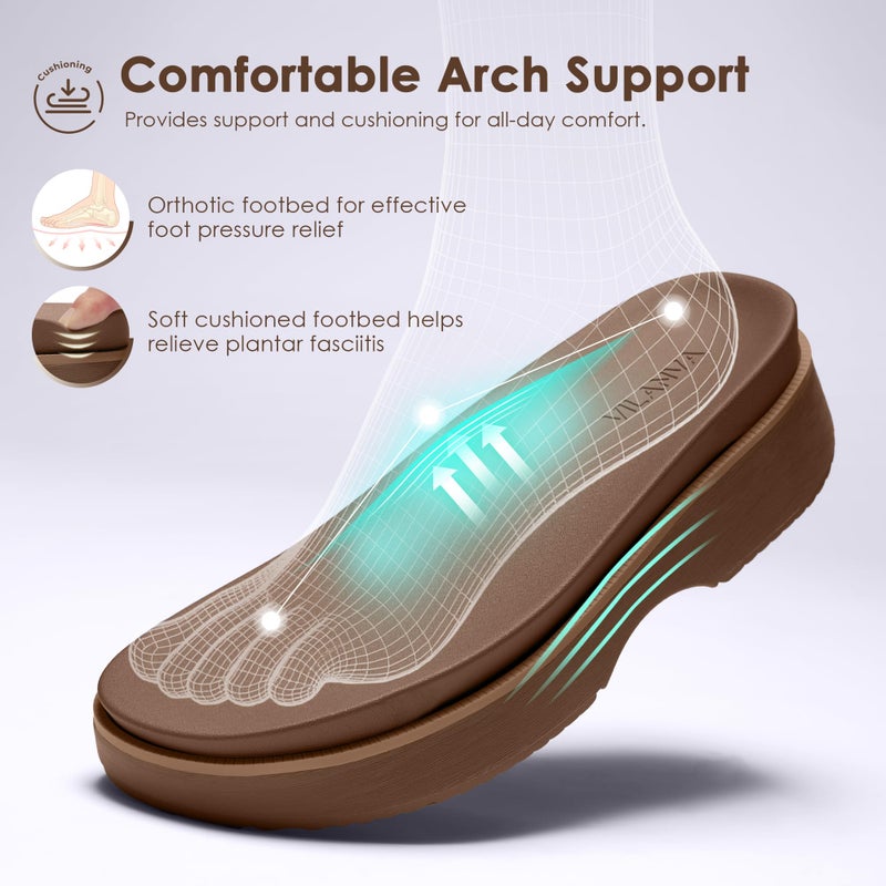 Vilanva Womenâ€™s Orthopedic Platform Wedge Walking Slides with Arch Support Soft Footbed for Plantar Fasciitis Relief Adjustable Buckle Trendy Summer 2026 - Image 4