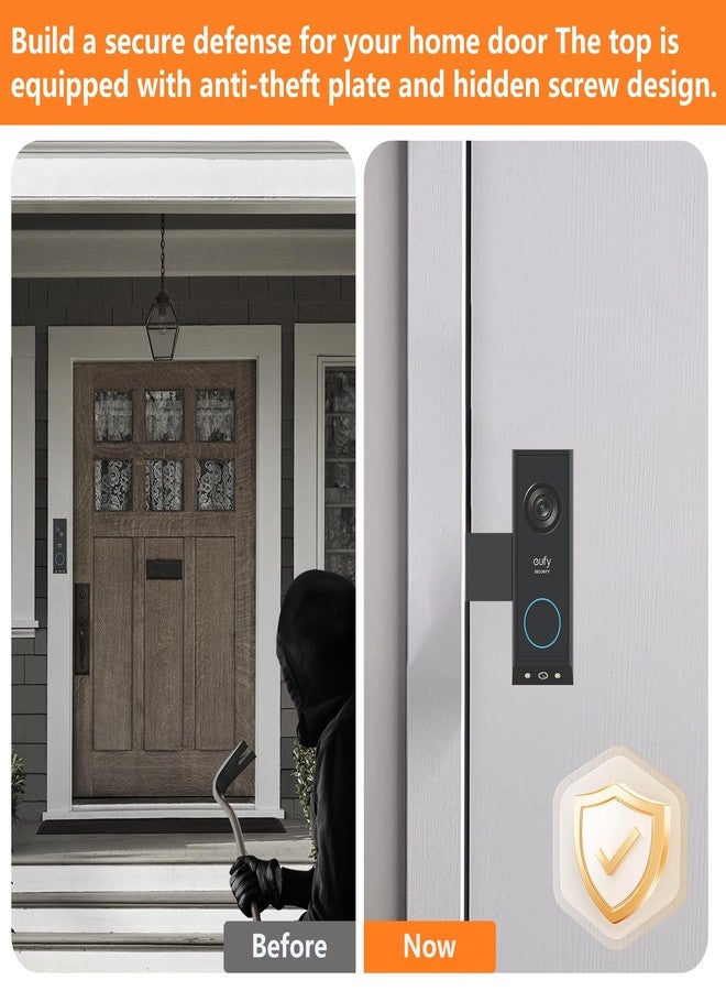 PEF Anti Theft Doorbell Mount for Eufy E340, No-Drill Adjustable Doorbell Camera Mount Compatible with Eufy Doorbell, Not Block Doorbell Sensor, Apartment Doorbell Holder for Renters, Black - Image 3