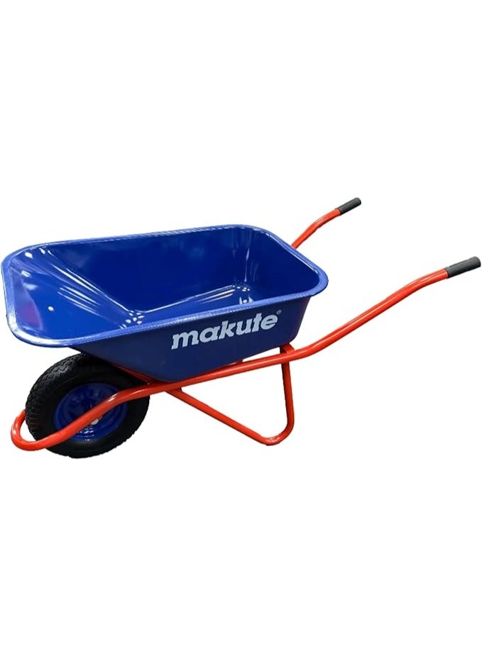 makute Heavy Duty Wheel Barrow 130kg Capacity with 60L Steel Tray, 15x3 Inch Air Wheel, Powder Coated Steel Body, Ergonomic Handle for Garden Construction Warehouse MKWB1160 - Image 1