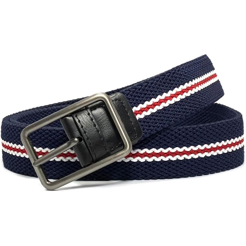 حزام مرن مطاطي مصنوع من القماش المنسوج المتشابك من Classic MILANO® للرجال/النساء/الأطفال، بألوان متعددة، يأتي مغلفًا في علبة هدايا أنيقة من Milano Leather. - Image 1