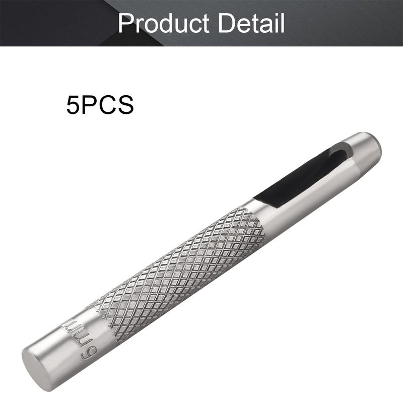 اتول مارت Utoolmart مثقاب دائري مجوف 6 مم أداة ثقب جلد حرفي، مثقاب جلد حرفي دائري مجوف من الفولاذ الكربوني، 5 قطع - Image 4