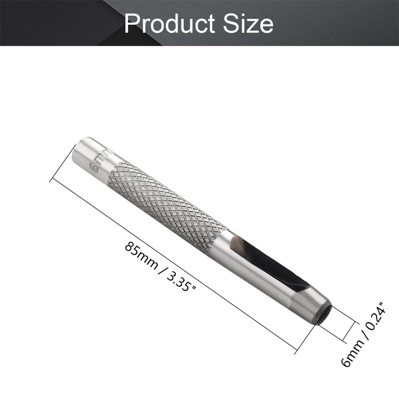 اتول مارت Utoolmart مثقاب دائري مجوف 6 مم أداة ثقب جلد حرفي، مثقاب جلد حرفي دائري مجوف من الفولاذ الكربوني، 5 قطع - Image 2