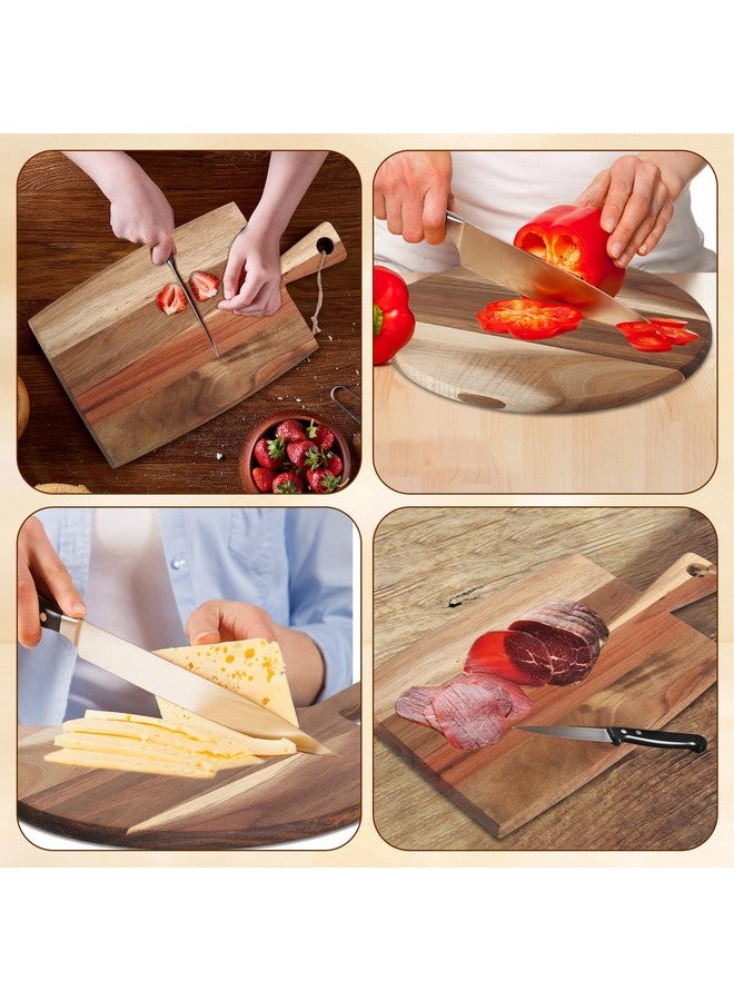 Hsei 2 Pcs Acacia Wood Cutting Board with Handle Wooden Charcuterie Board Large Paddle Carving Chopping Set Butter Serving Tray for Cheese Meat Fruit Pizza Bread Baking(Classic Handle) - Image 5