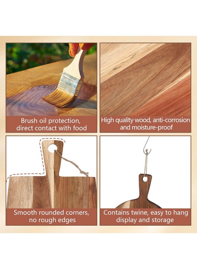 Hsei 2 Pcs Acacia Wood Cutting Board with Handle Wooden Charcuterie Board Large Paddle Carving Chopping Set Butter Serving Tray for Cheese Meat Fruit Pizza Bread Baking(Classic Handle) - Image 4