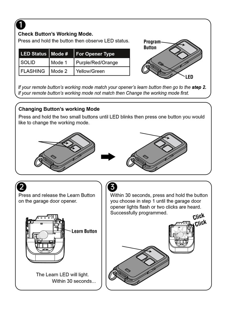 Generic - 890MAX Garage Door Opener Remote for LiftMaster/Chamberlain/Craftsman, Universal 3 Button Garage Door Opener Remote with Mini Key Chain for Purple Red Yellow Orange Green Learn Buttons, 1 Pack - Image 1