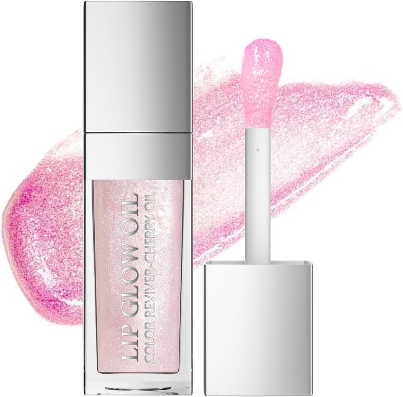 Plumping Lip Oil, Shimmery Glosses with Soft Brush for Women, for Teens, Long Lasting Moisturizing Lip Glow Oil Nourishing Non-sticky (07#, Medium) - Image 1
