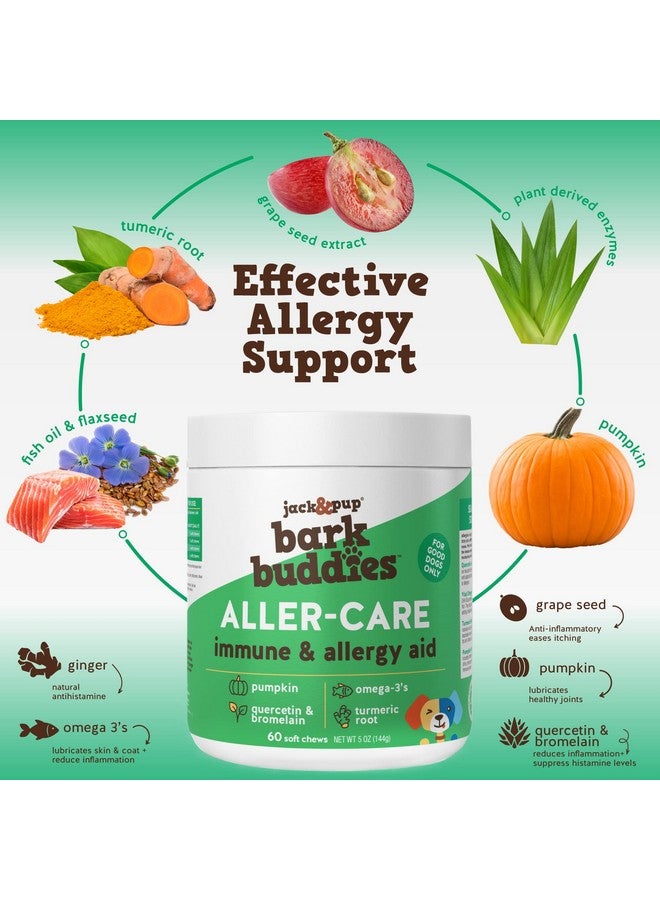 Jack&Pup Dog Allergy Chews  Bark Buddies AllerCare Soft Chew Bites Itch Relief For Dogs & Allergy Support For Dogs  Dog Immune Supplement, Dog Skin Allergies Treatment And Anti Itch For Dogs 60Ct - Image 3
