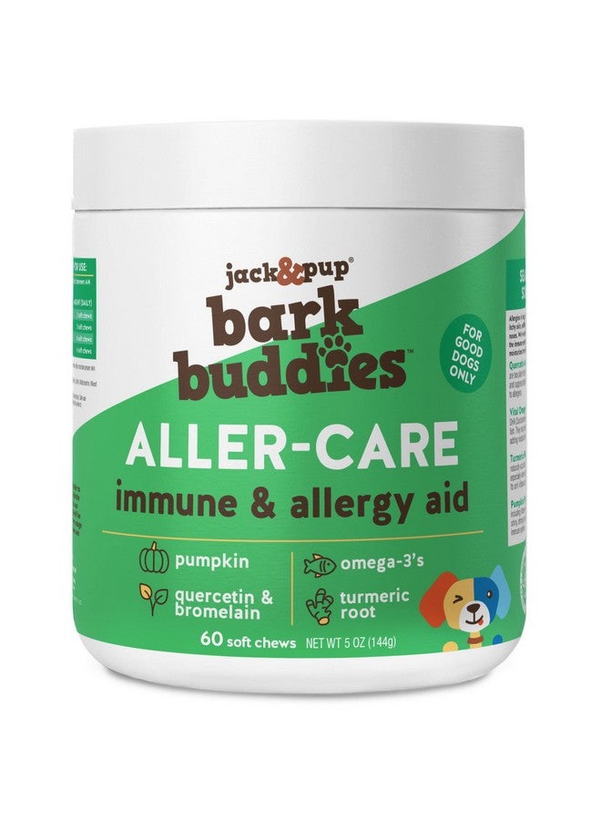 Jack&Pup Dog Allergy Chews  Bark Buddies AllerCare Soft Chew Bites Itch Relief For Dogs & Allergy Support For Dogs  Dog Immune Supplement, Dog Skin Allergies Treatment And Anti Itch For Dogs 60Ct - Image 1