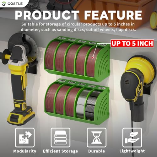 gostle 5 Inch Professional Sanding Discs Storage Bins 10 Bins Set for Efficient Organization Offset SnapOn Connection Grit Classification SpaceSaving Design and Versatile Application Green - Image 3
