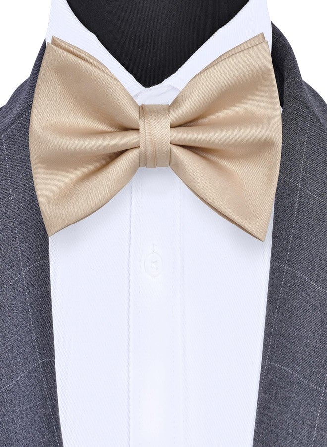 Branduce Champagne Bow Tie for Men Adjustable Pre-tied Silk Blend Bowties for Wedding Business Party (BB09-27) - Image 2