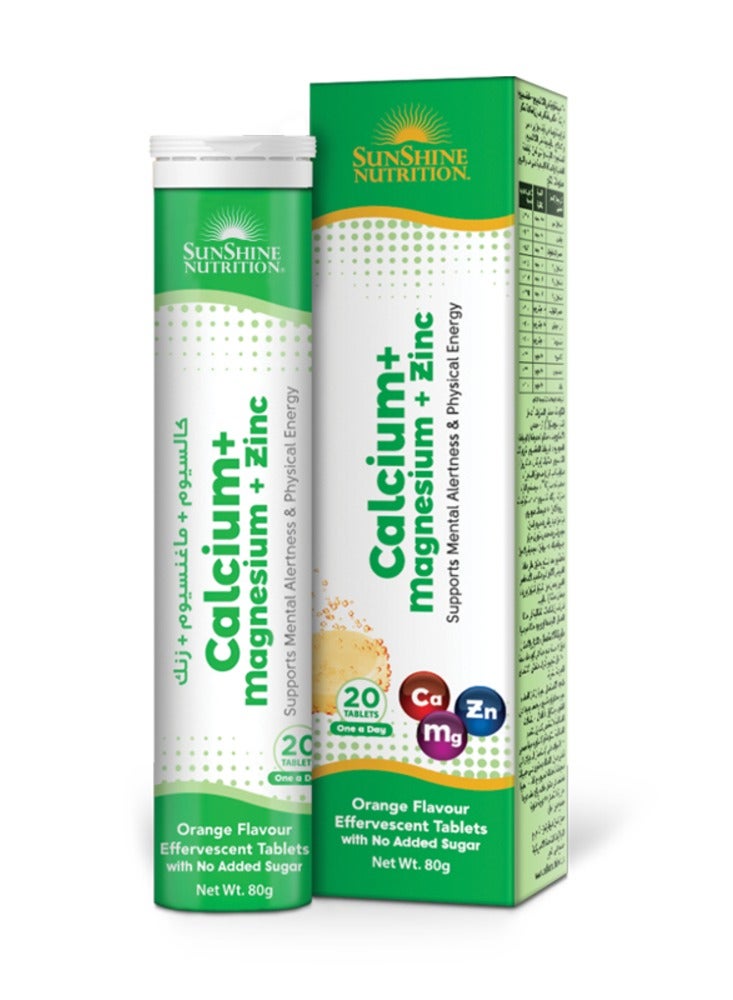 SUNSHINE NUTRITION Sunshine Cal+Mag+Zinc Effer Tab 20S