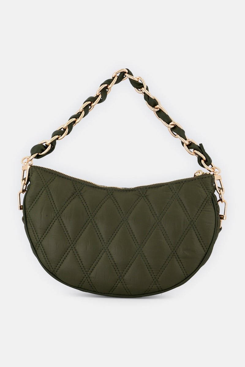 ANNE KLEIN Women Quilted Cross Body Bag, Dark Olive - Image 3