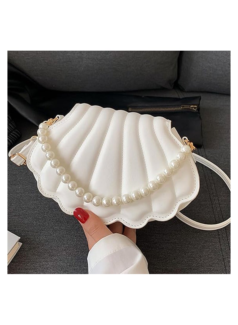 Zikra Faux Pearls Chain Handbag, Messenger Bag PU Leather Artificial Pearls Chain Stylish Shoulder Bag for Women - Image 3