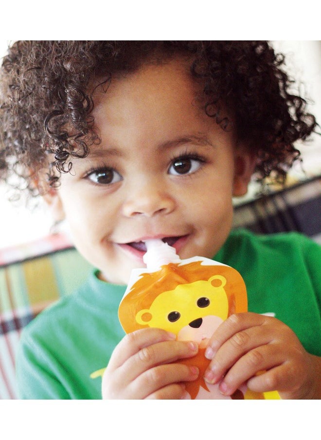 Squooshi - Reusable Baby Food Pouches (6 Pack) Freezer & Dishwasher Safe Squeezable Pouches With Cute Animal Designs For Kids Large 5 Oz Pouches - Image 1
