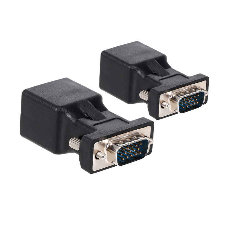2PCS VGA to RJ45 Adapter VGA Male to RJ45 Adapter Ethernet Port Converter CAT5e CAT6 Network Cable Adapter - Image 1