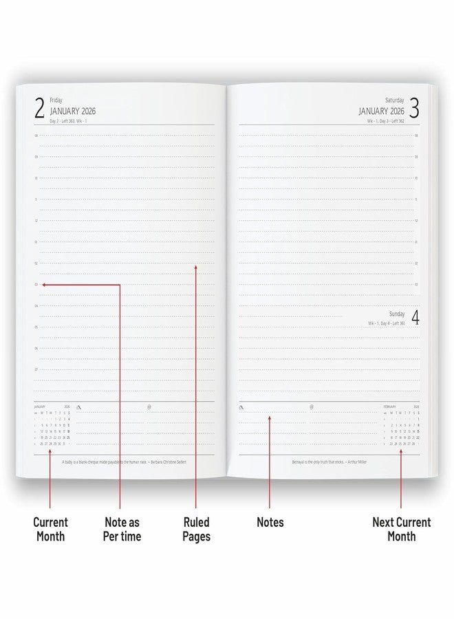 FLYSPACE 2026 New Year Diary with Full 365 Pages PU Leather Finish Hard Bound A5 Size - Image 3