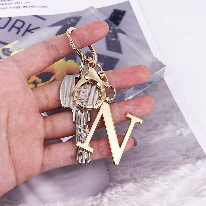 LAXPICOL Gold Letter A-Z Keychain for Women Men Purse Handbags Metal Alphabet Initial Letter Key Ring Keychain - Image 3