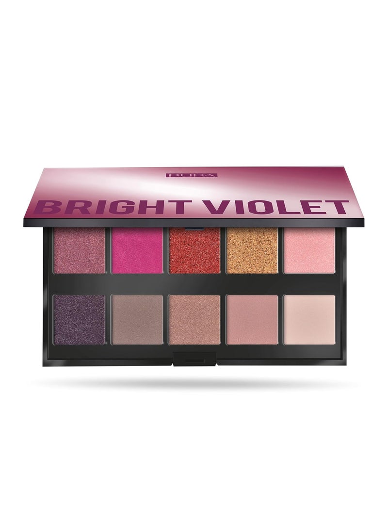 PUPA - Pupa Milano Make Up Stories Eyeshadow Palette 003 Bright Violet - 10-Shade Shadow Collection with Matte, Satin, and Metallic Color Options - High Pigment Formula - Soft, Blendable Texture - 0.63 oz - Image 1