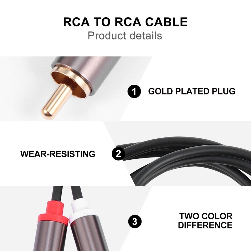 Dual Shielded Stereo Audio Cable 1 Meter Male to Male for HDTV Home Theater Systems - Image 5